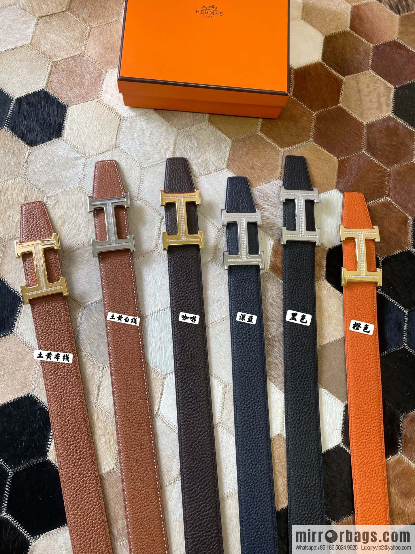 HERMES, stainless steel H single row drill, original leather lychee belt 3.8cm