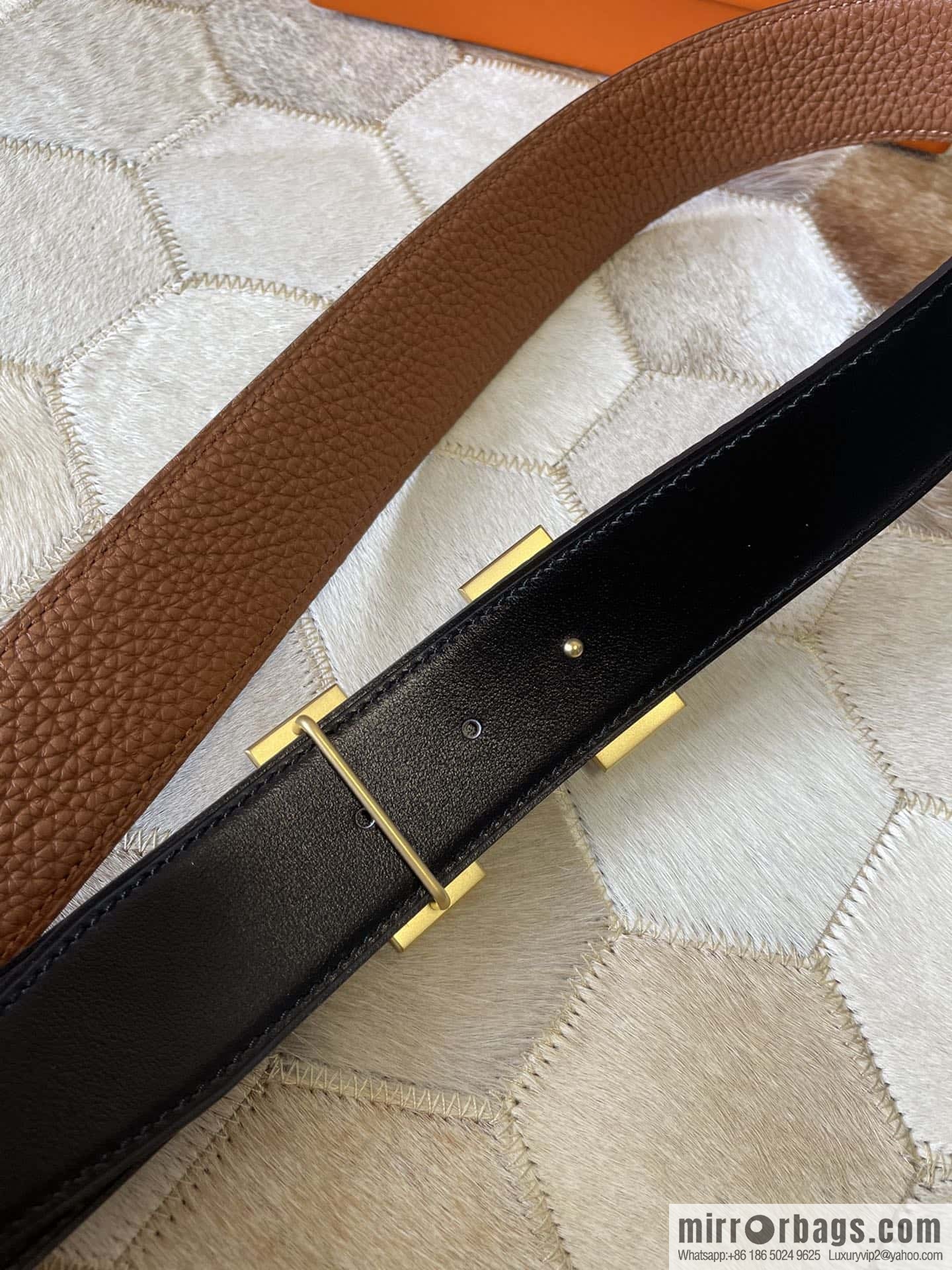HERMES, stainless steel H single row drill, original leather lychee belt 3.8cm