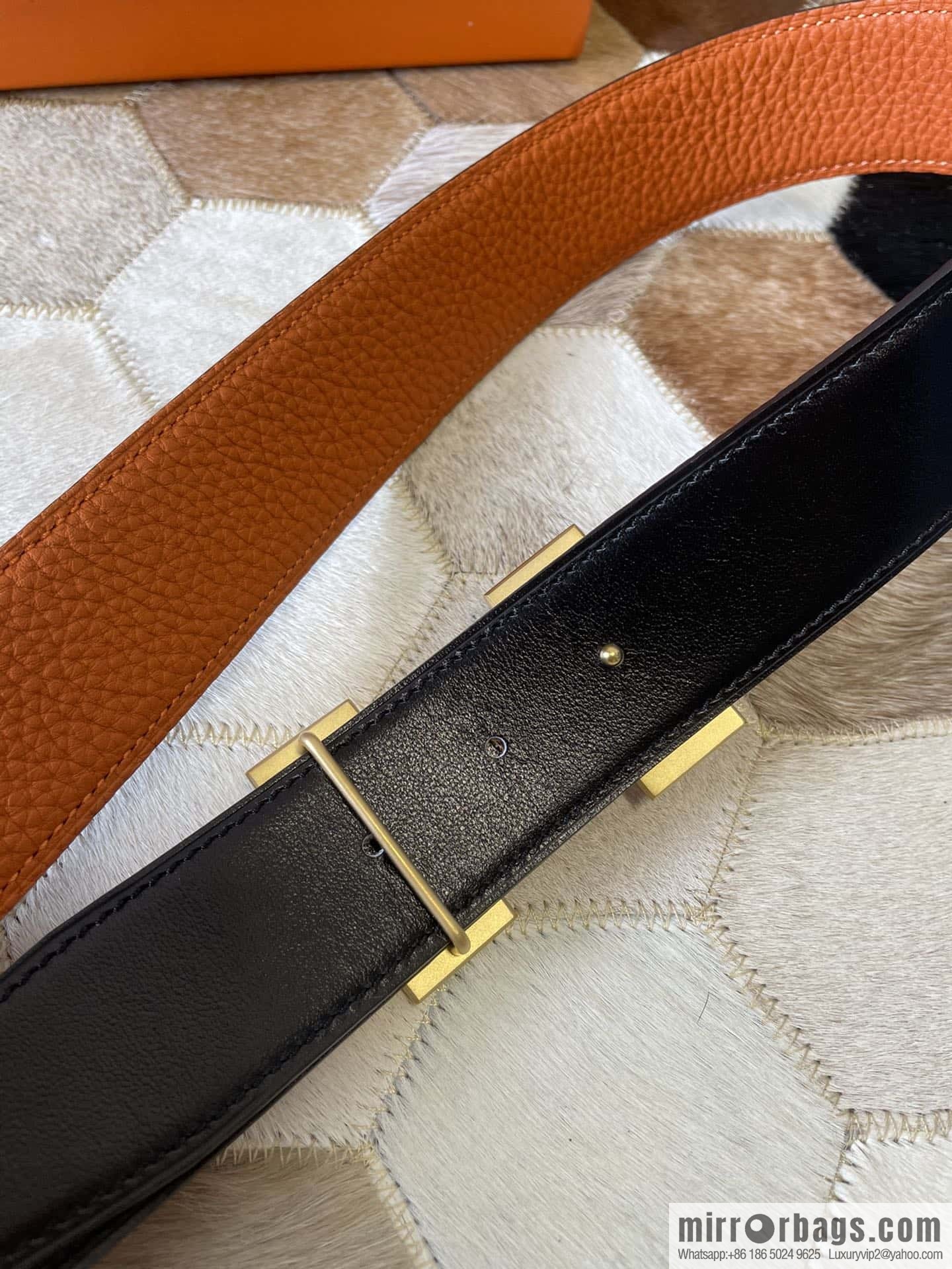 HERMES, stainless steel H single row drill, original leather lychee belt 3.8cm