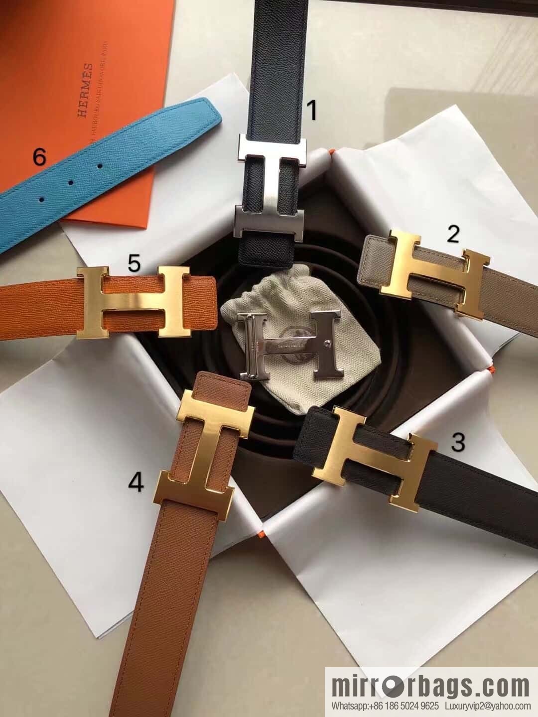 Hermes Hermes, original leather palm pattern metal H large logo double-sided belt 3.8CM