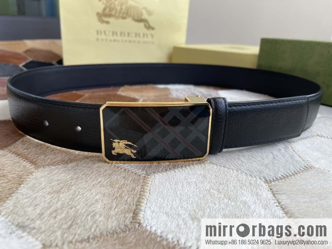 Burberry Burberry, logo warhorse metal buckle, sheep texture first layer cowhide belt 3.5CM