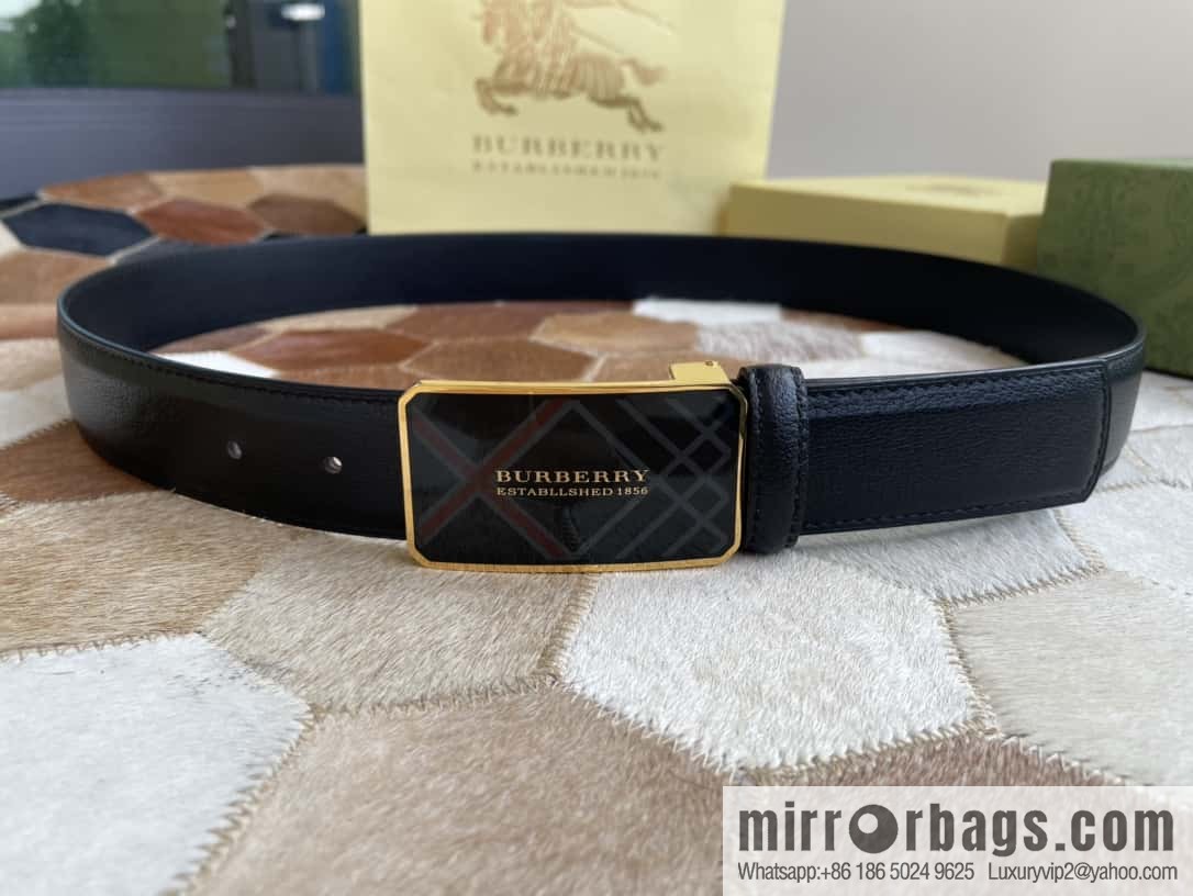 Burberry Burberry, logo warhorse metal buckle, sheep texture first layer cowhide belt 3.5CM