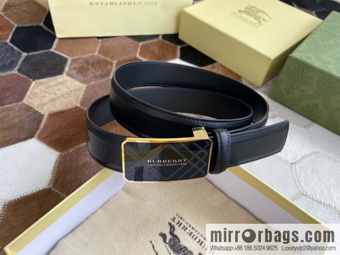 Burberry Burberry, logo warhorse metal buckle, sheep texture first layer cowhide belt 3.5CM