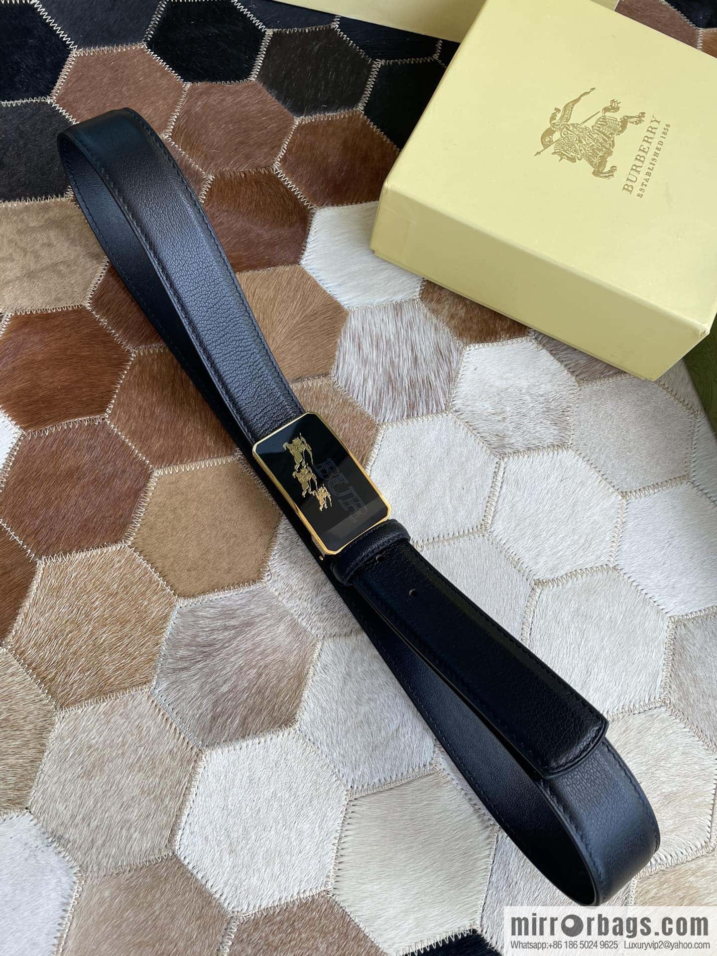 Burberry Burberry, logo warhorse metal buckle, sheep texture first layer cowhide belt 3.5CM