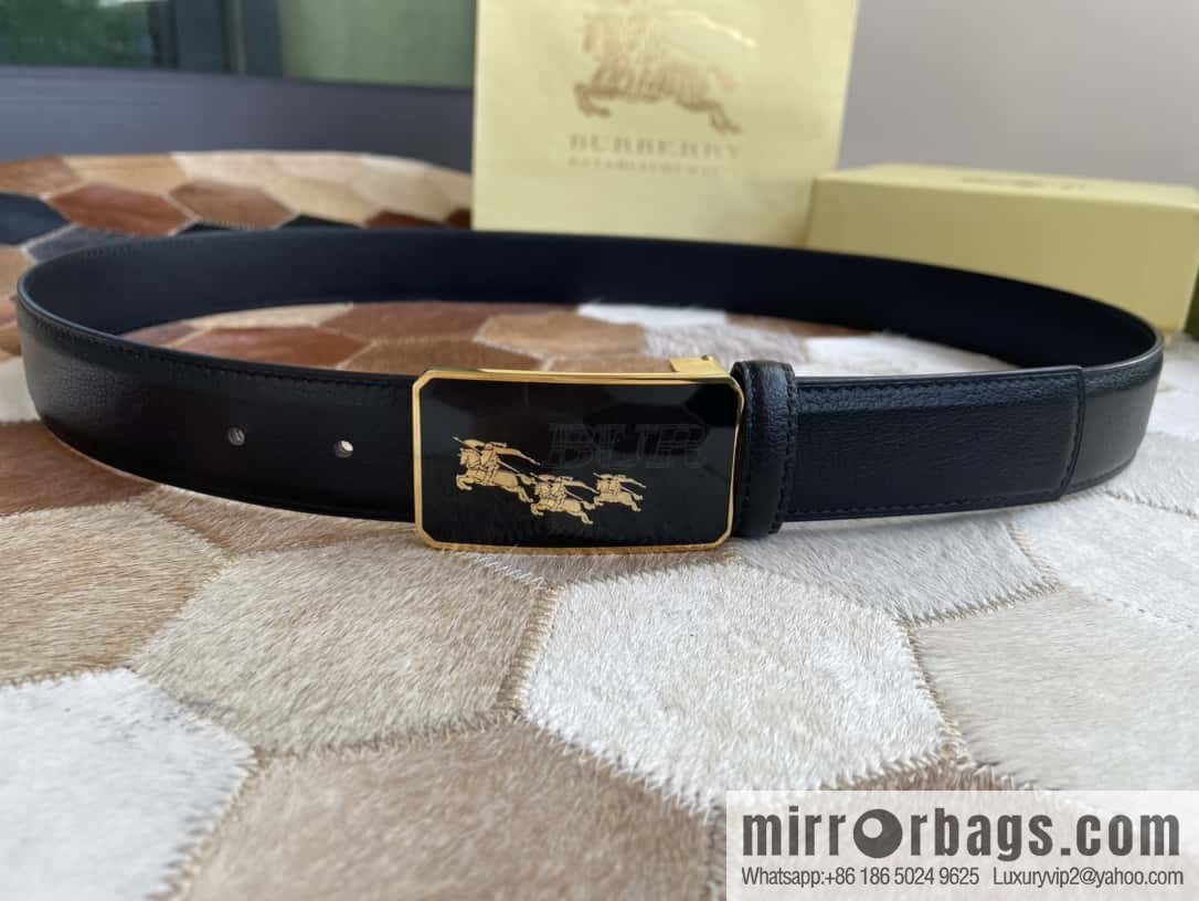 Burberry Burberry, logo warhorse metal buckle, sheep texture first layer cowhide belt 3.5CM