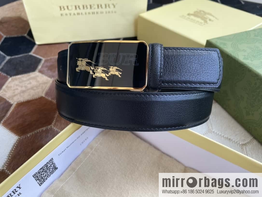 Burberry Burberry, logo warhorse metal buckle, sheep texture first layer cowhide belt 3.5CM