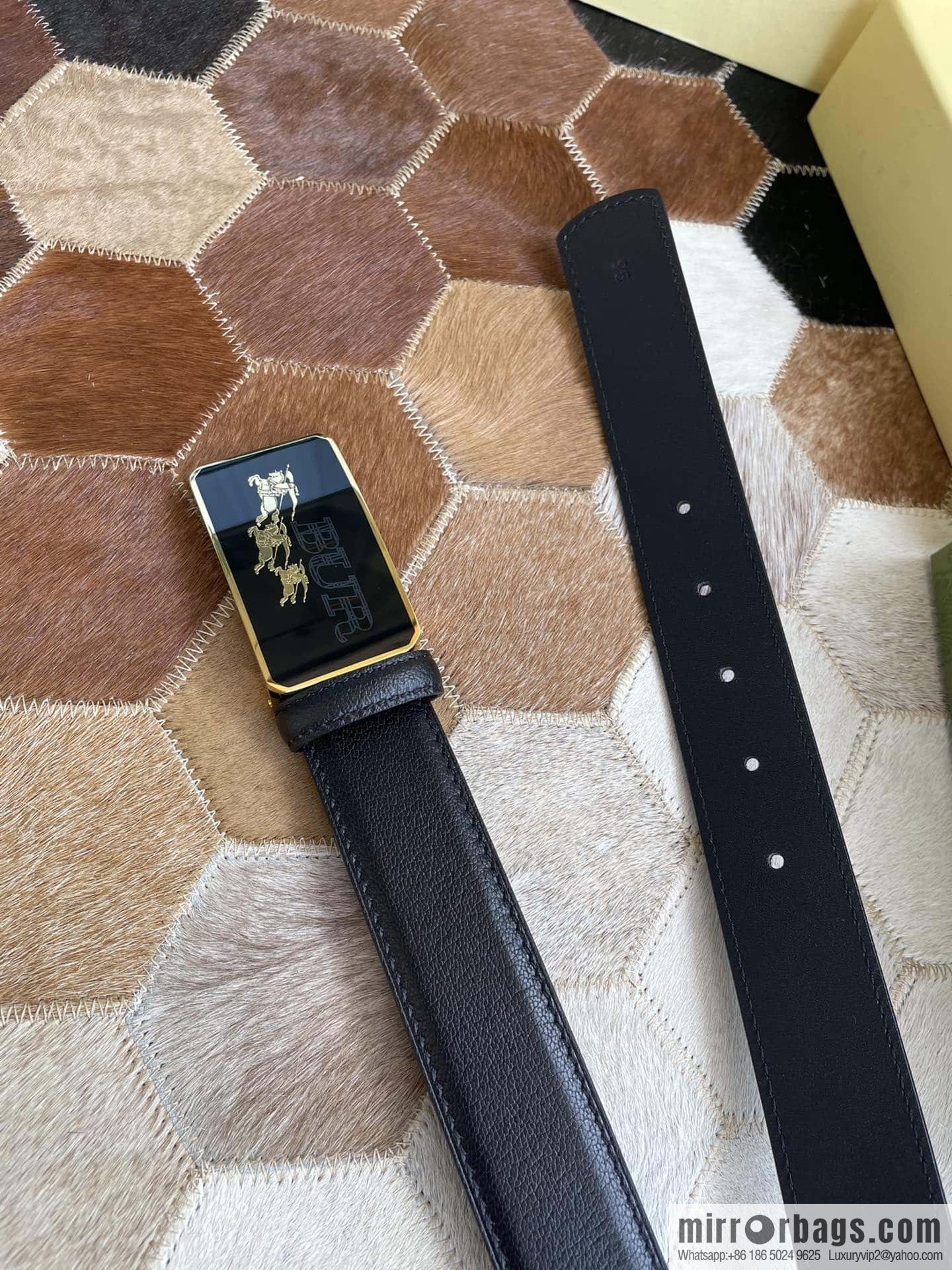 Burberry Burberry, logo warhorse metal buckle, sheep texture first layer cowhide belt 3.5CM