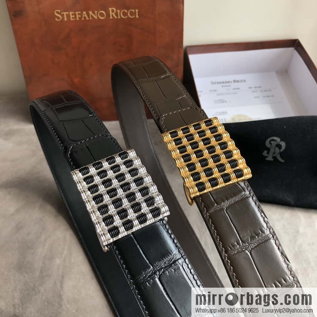 Stefano Ricci Stephen, stainless steel acrylic buckle, crocodile belt 3.5cm