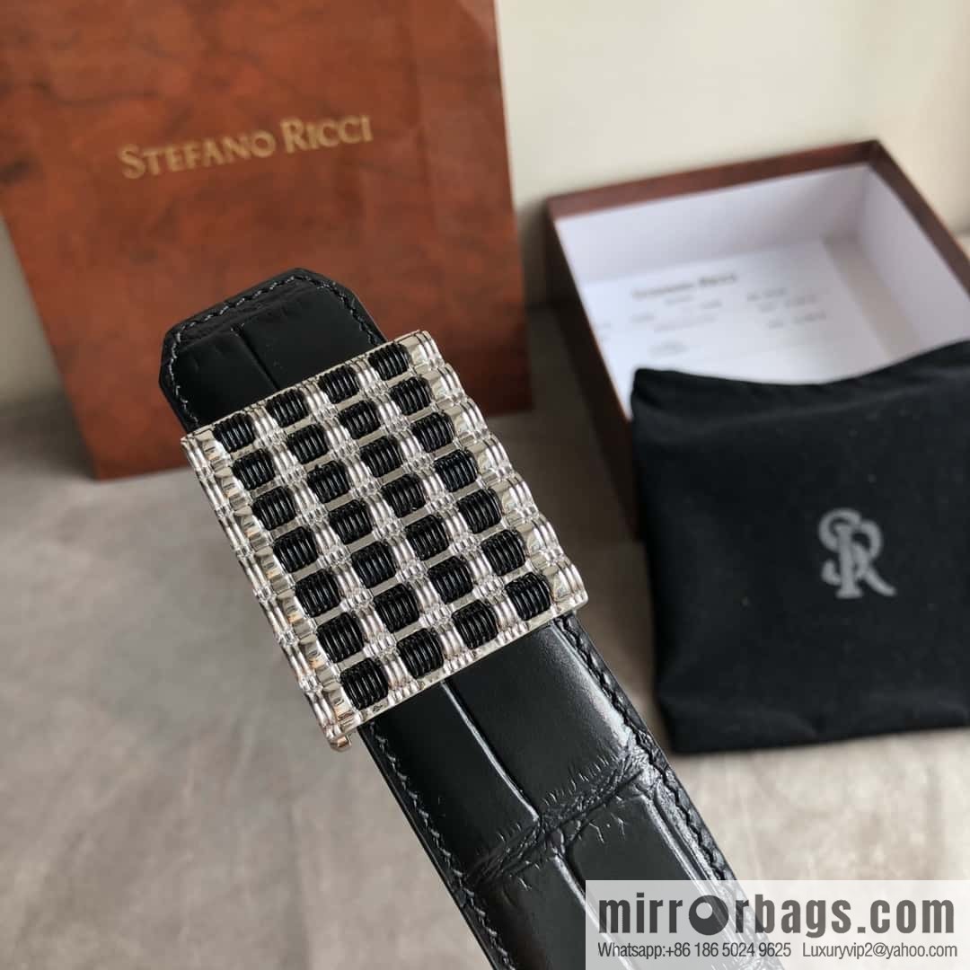 Stefano Ricci Stephen, stainless steel acrylic buckle, crocodile belt 3.5cm