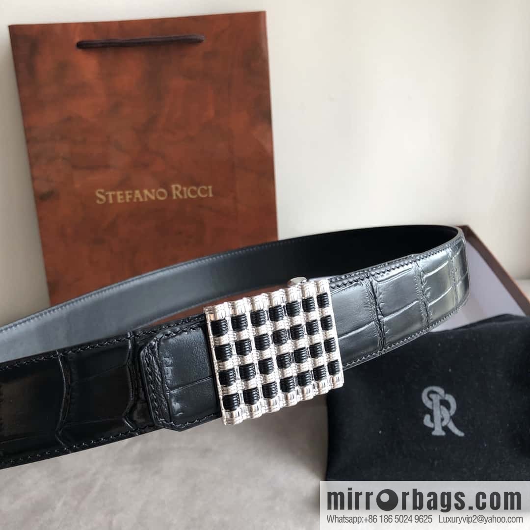 Stefano Ricci Stephen, stainless steel acrylic buckle, crocodile belt 3.5cm