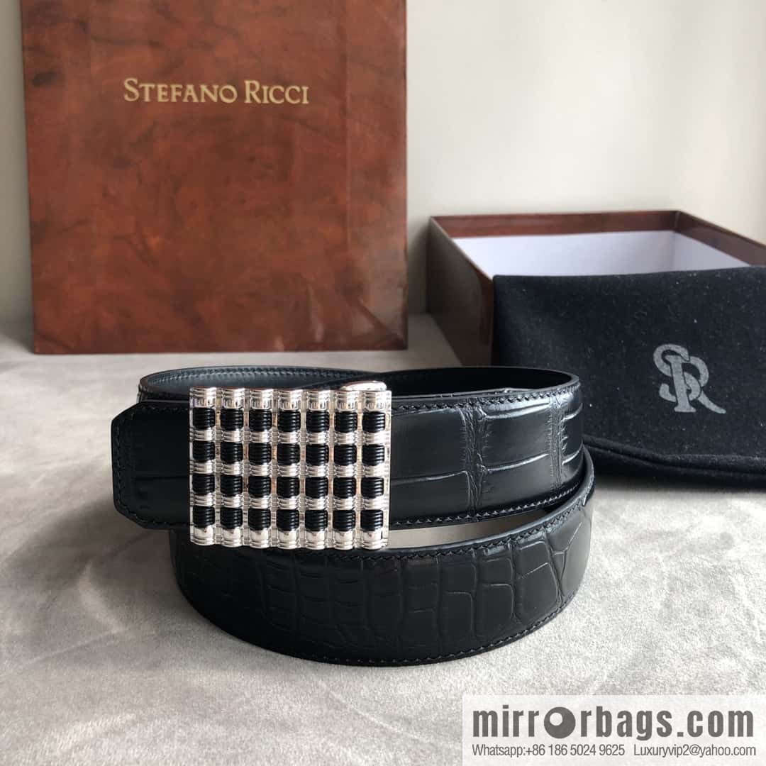 Stefano Ricci Stephen, stainless steel acrylic buckle, crocodile belt 3.5cm