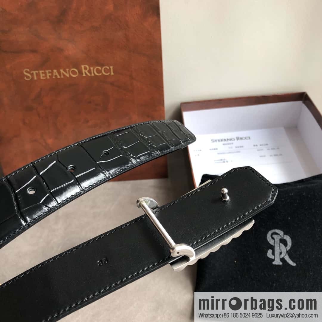 Stefano Ricci Stephen, stainless steel acrylic buckle, crocodile belt 3.5cm