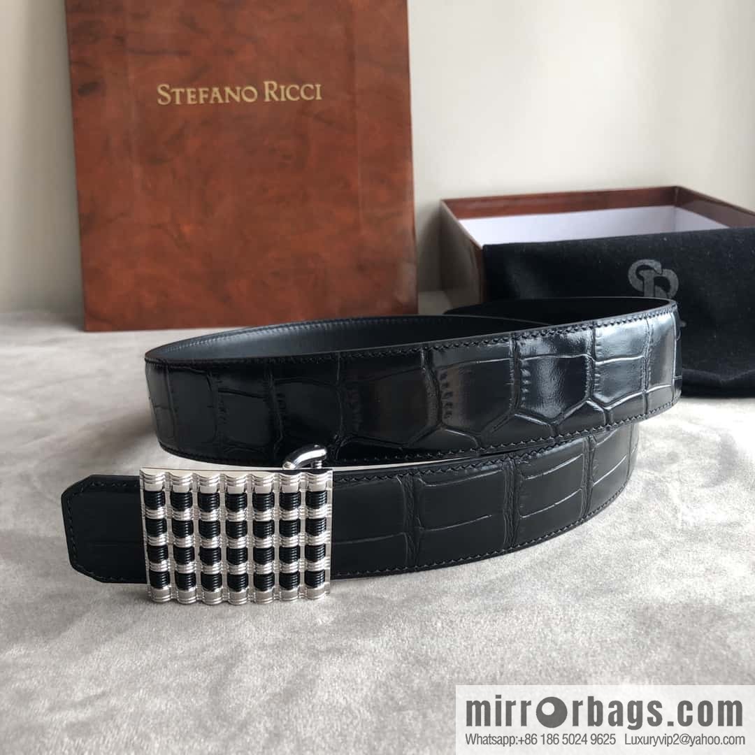 Stefano Ricci Stephen, stainless steel acrylic buckle, crocodile belt 3.5cm