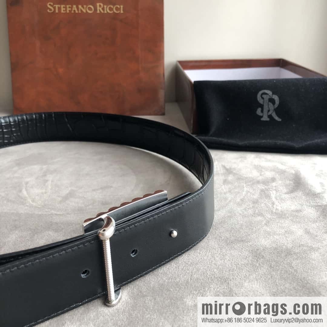 Stefano Ricci Stephen, stainless steel acrylic buckle, crocodile belt 3.5cm