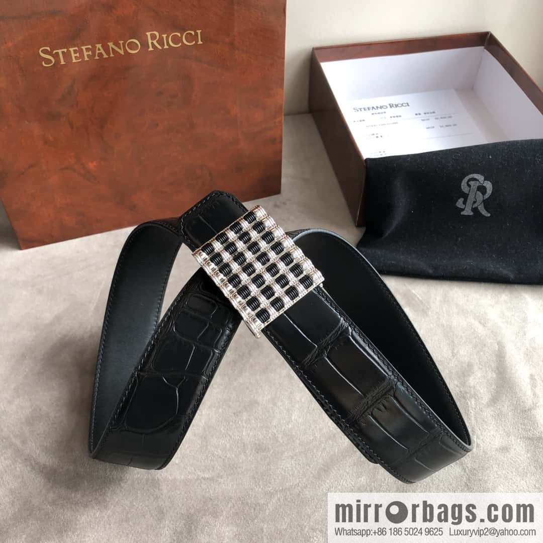 Stefano Ricci Stephen, stainless steel acrylic buckle, crocodile belt 3.5cm