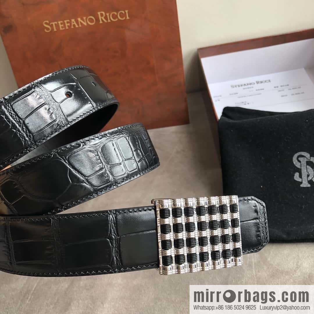 Stefano Ricci Stephen, stainless steel acrylic buckle, crocodile belt 3.5cm