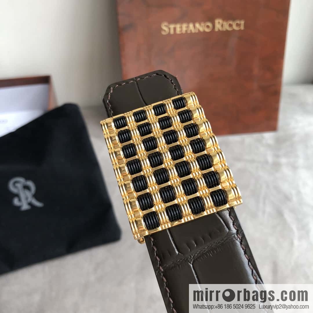 Stefano Ricci Stephen, stainless steel acrylic buckle, crocodile belt 3.5cm