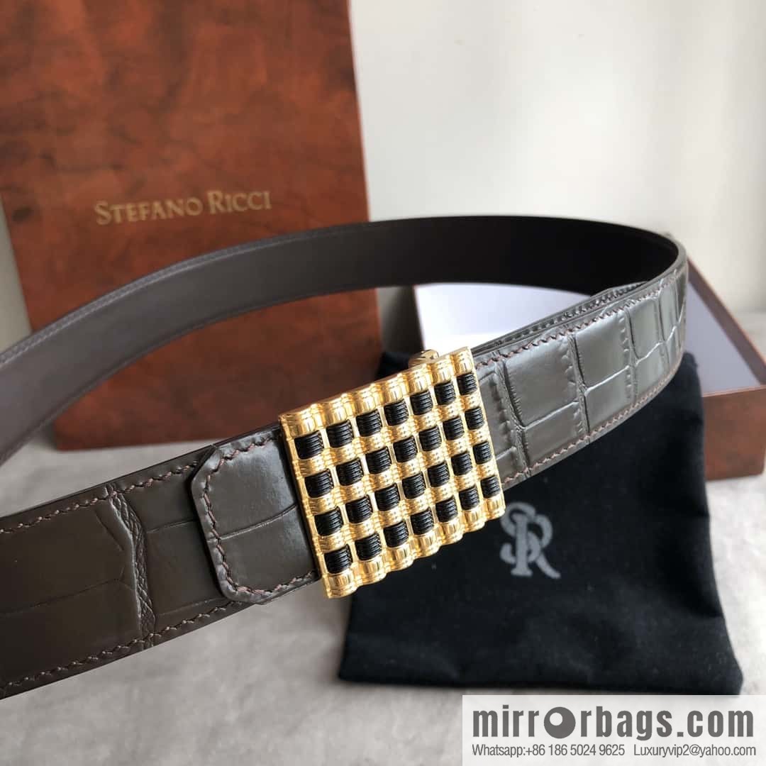 Stefano Ricci Stephen, stainless steel acrylic buckle, crocodile belt 3.5cm