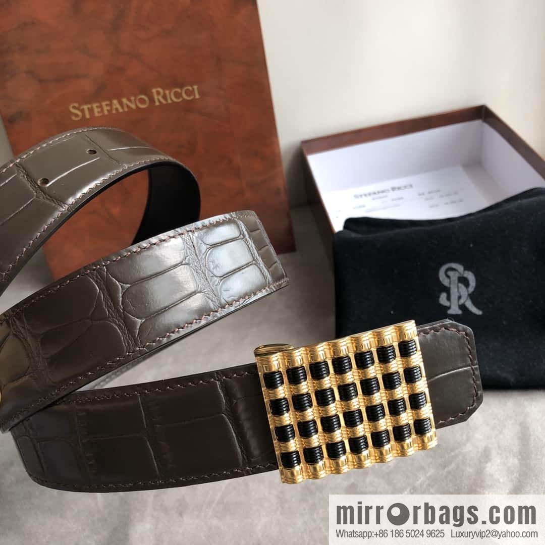 Stefano Ricci Stephen, stainless steel acrylic buckle, crocodile belt 3.5cm