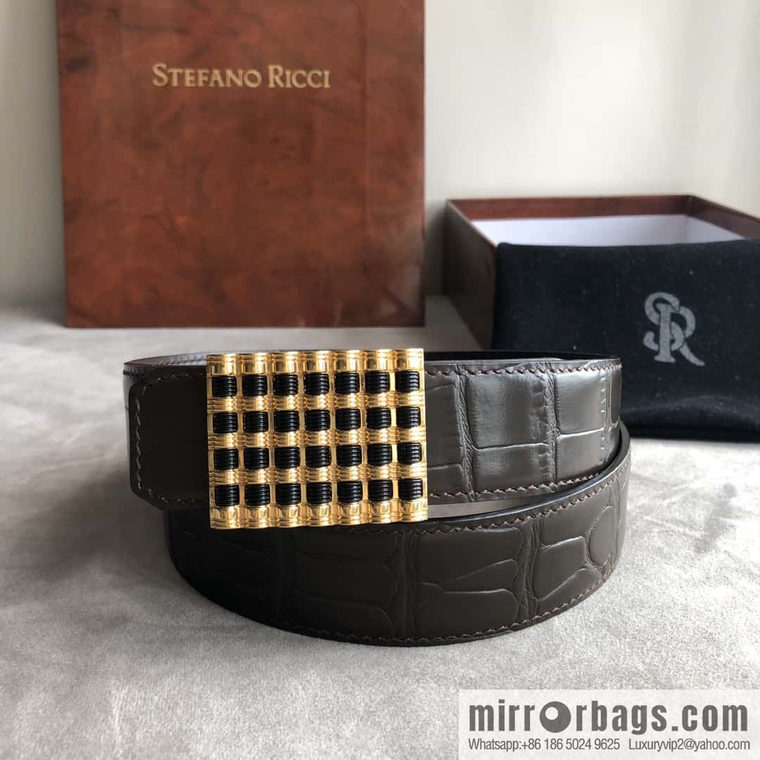 Stefano Ricci Stephen, stainless steel acrylic buckle, crocodile belt 3.5cm