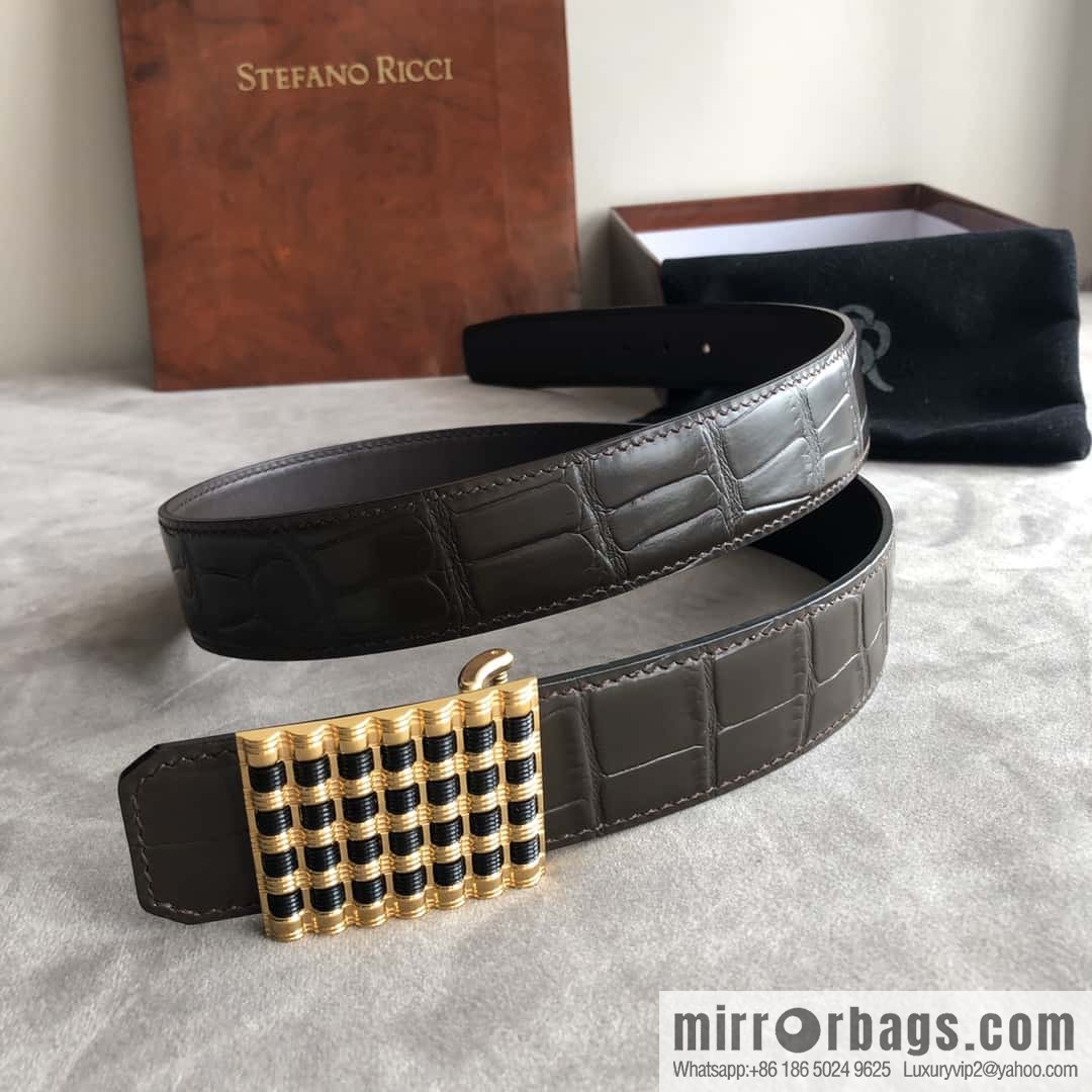 Stefano Ricci Stephen, stainless steel acrylic buckle, crocodile belt 3.5cm