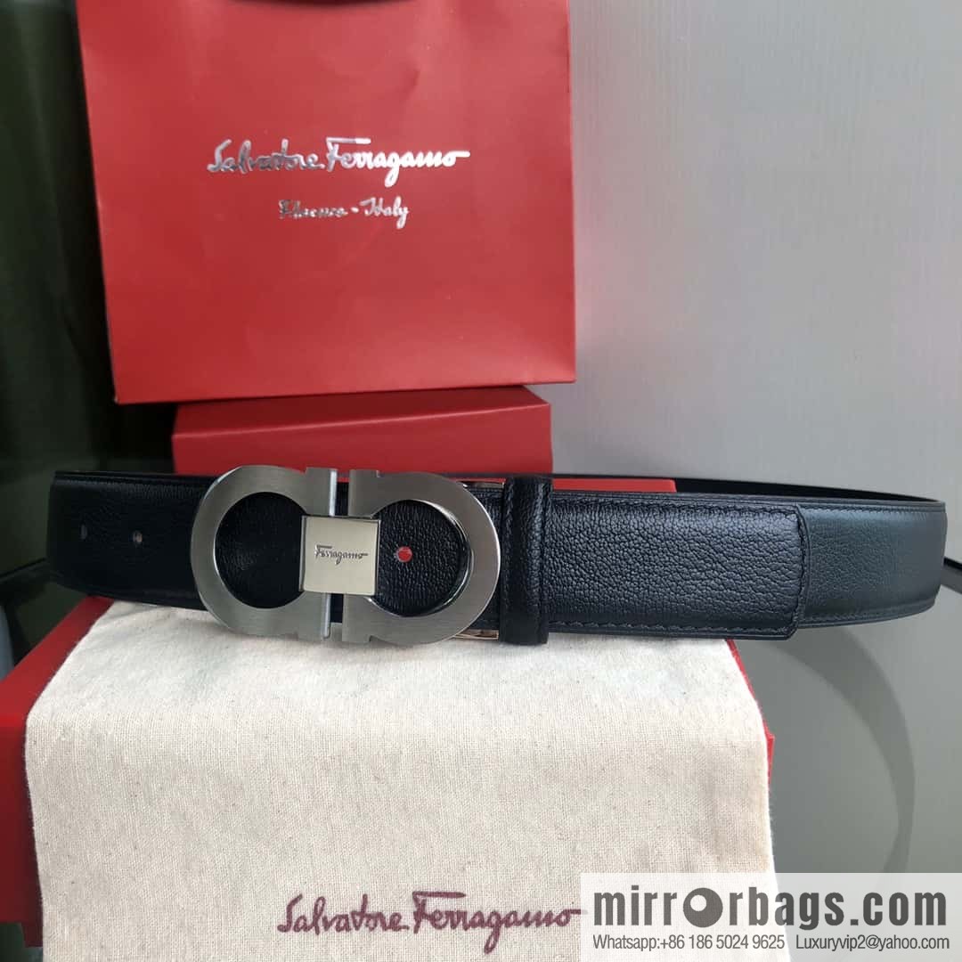 Ferragamo Ferragamo, first layer cowhide sheep texture belt 3.5CM