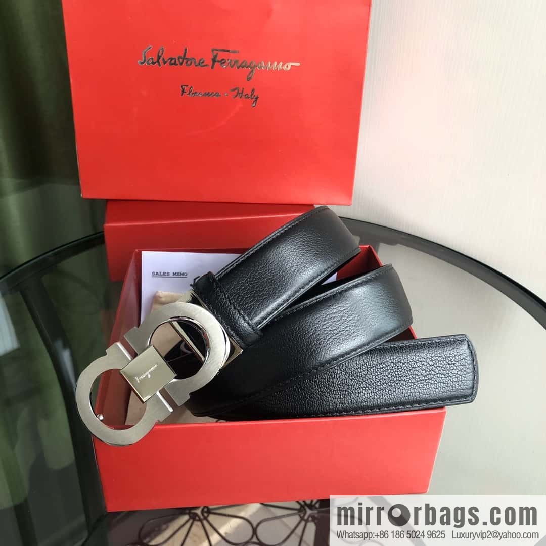 Ferragamo Ferragamo, first layer cowhide sheep texture belt 3.5CM