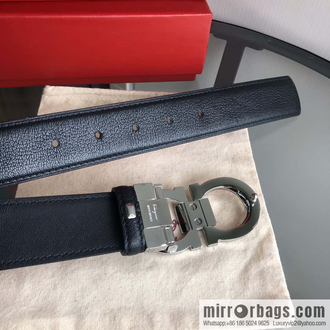 Ferragamo Ferragamo, first layer cowhide sheep texture belt 3.5CM