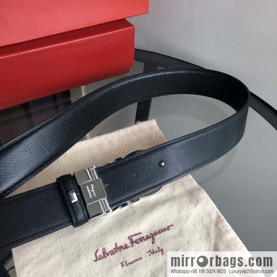Ferragamo Ferragamo, first layer cowhide sheep texture belt 3.5CM