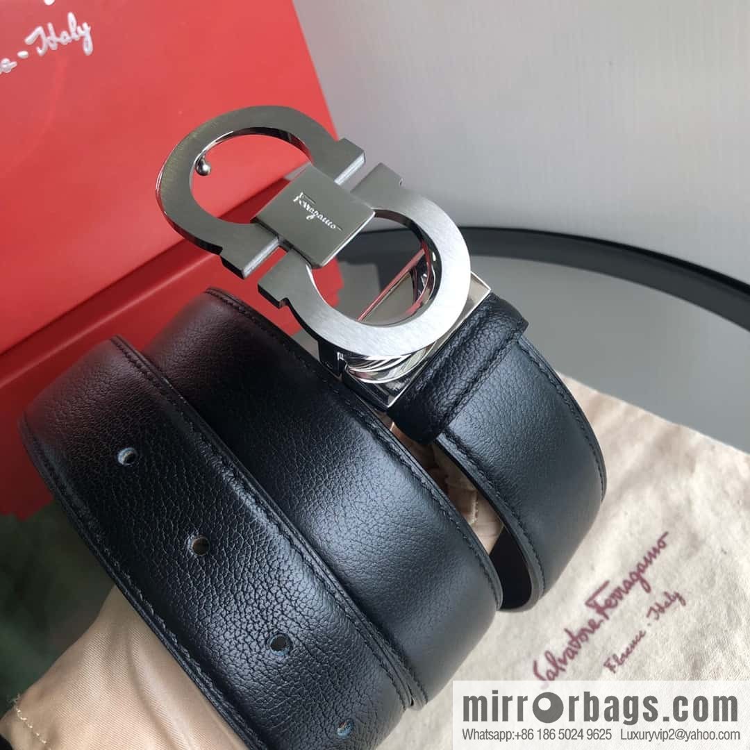 Ferragamo Ferragamo, first layer cowhide sheep texture belt 3.5CM