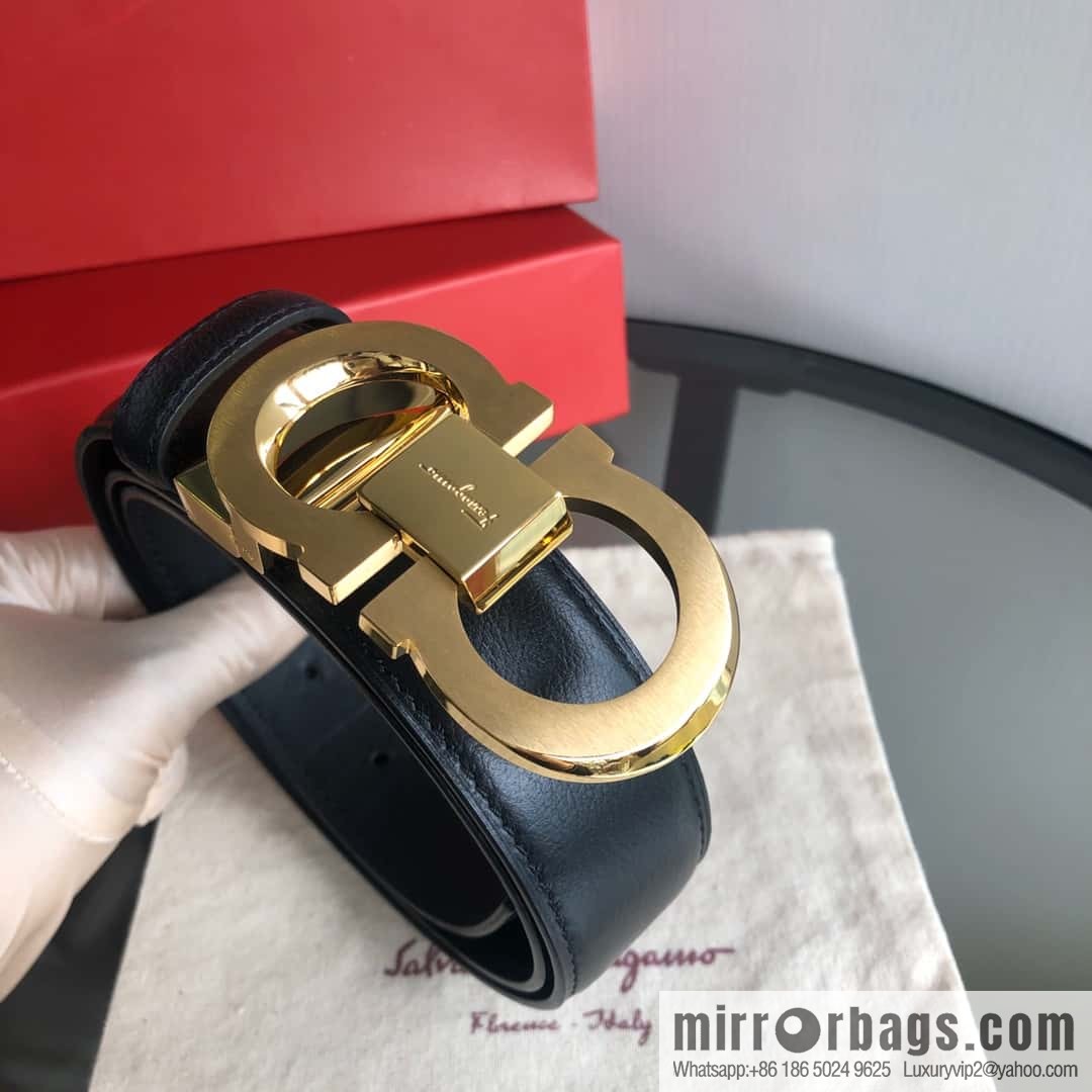 Ferragamo Ferragamo, first layer cowhide sheep texture belt 3.5CM