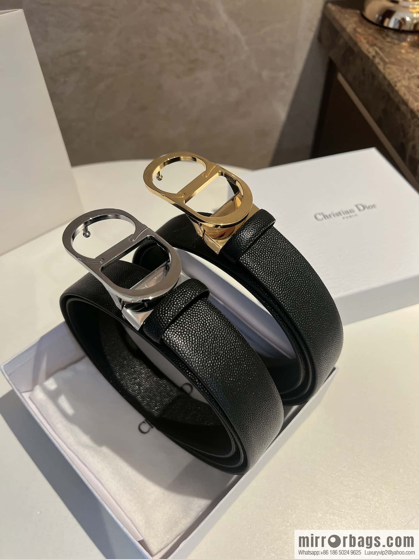 Dior, Classic Metal CD Buckle, Pearl Textured Cowhide Belt 3.5cm