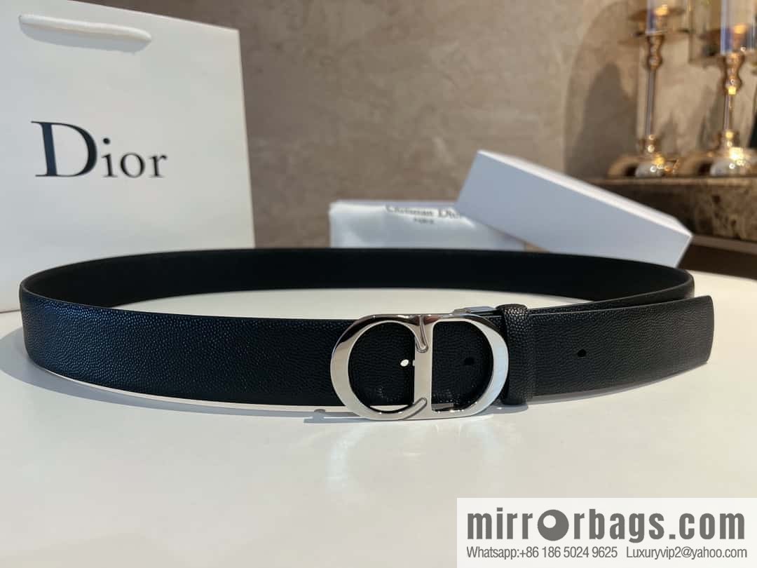 Dior, Classic Metal CD Buckle, Pearl Textured Cowhide Belt 3.5cm