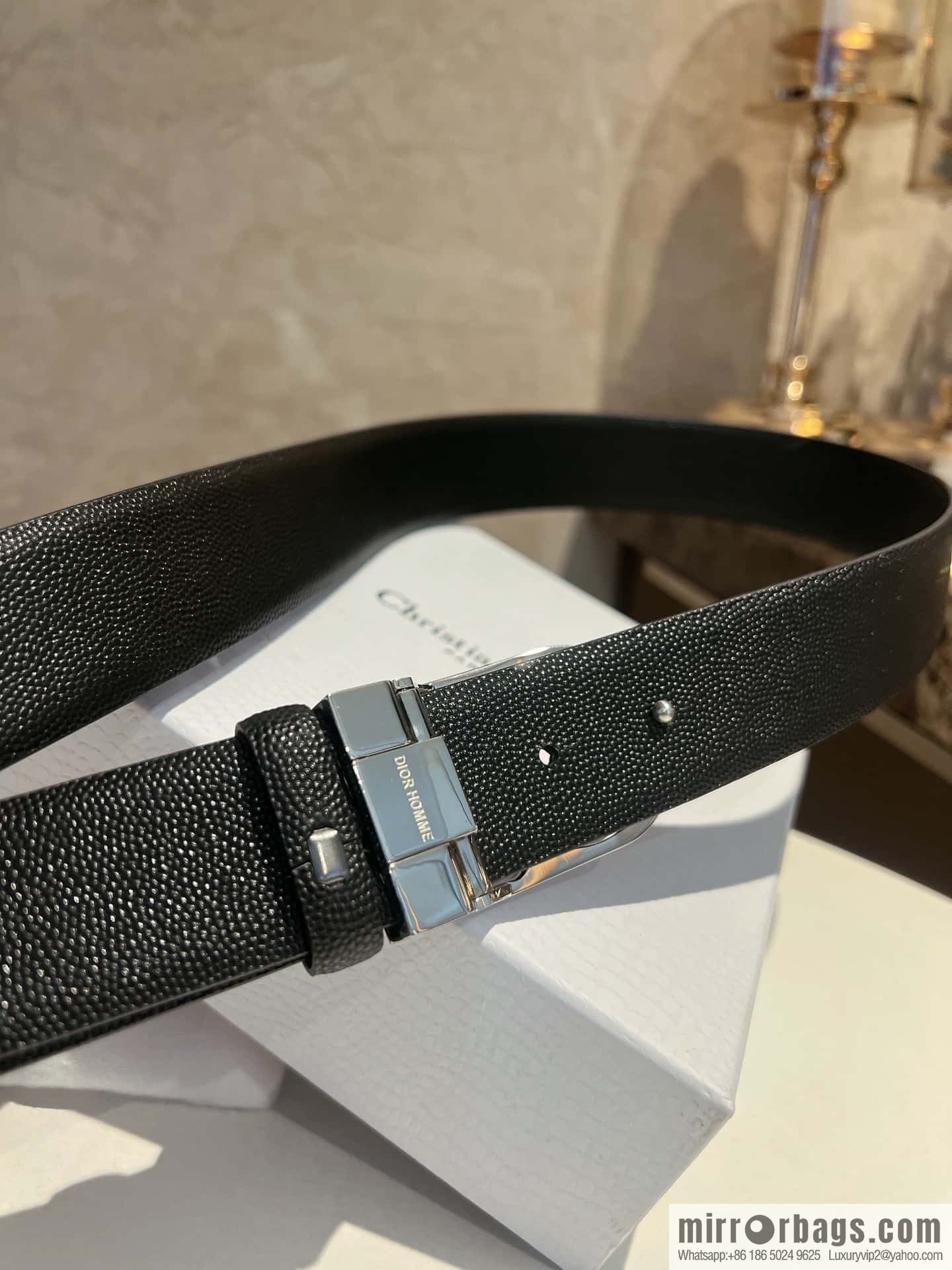 Dior, Classic Metal CD Buckle, Pearl Textured Cowhide Belt 3.5cm