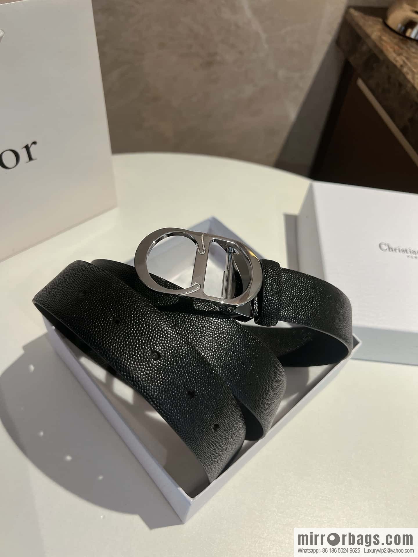 Dior, Classic Metal CD Buckle, Pearl Textured Cowhide Belt 3.5cm