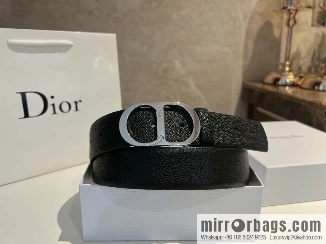 Dior, Classic Metal CD Buckle, Pearl Textured Cowhide Belt 3.5cm