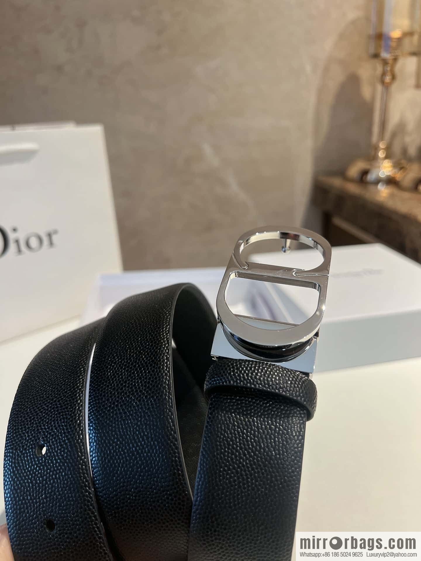 Dior, Classic Metal CD Buckle, Pearl Textured Cowhide Belt 3.5cm