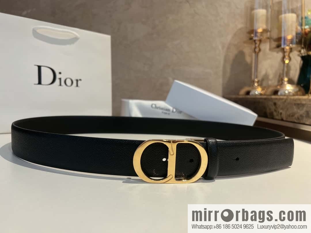 Dior, Classic Metal CD Buckle, Pearl Textured Cowhide Belt 3.5cm