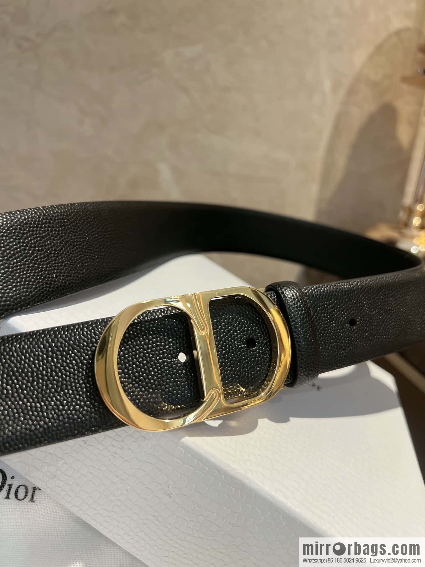 Dior, Classic Metal CD Buckle, Pearl Textured Cowhide Belt 3.5cm