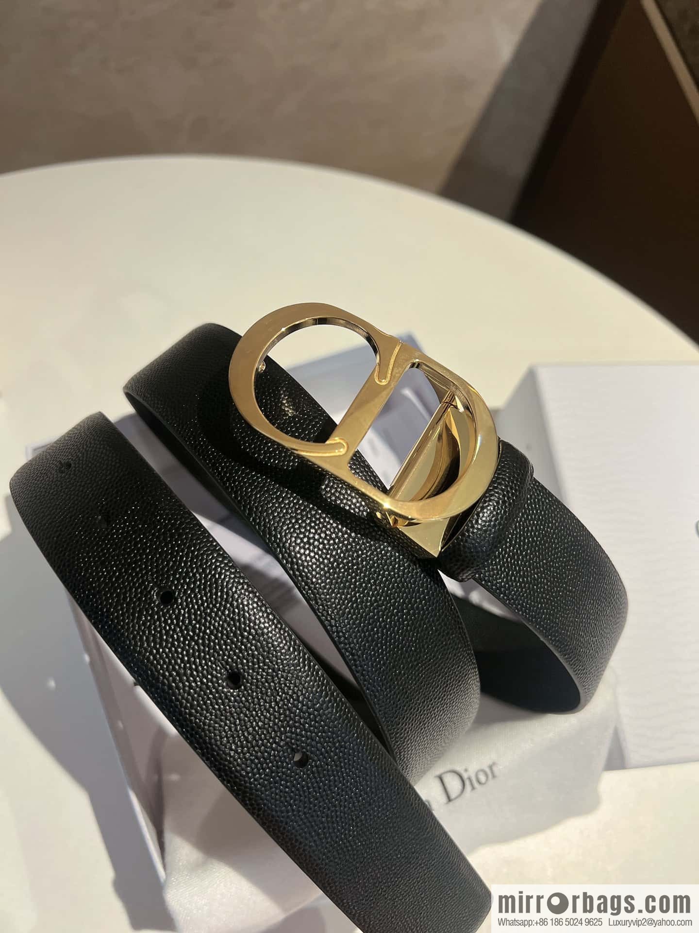 Dior, Classic Metal CD Buckle, Pearl Textured Cowhide Belt 3.5cm