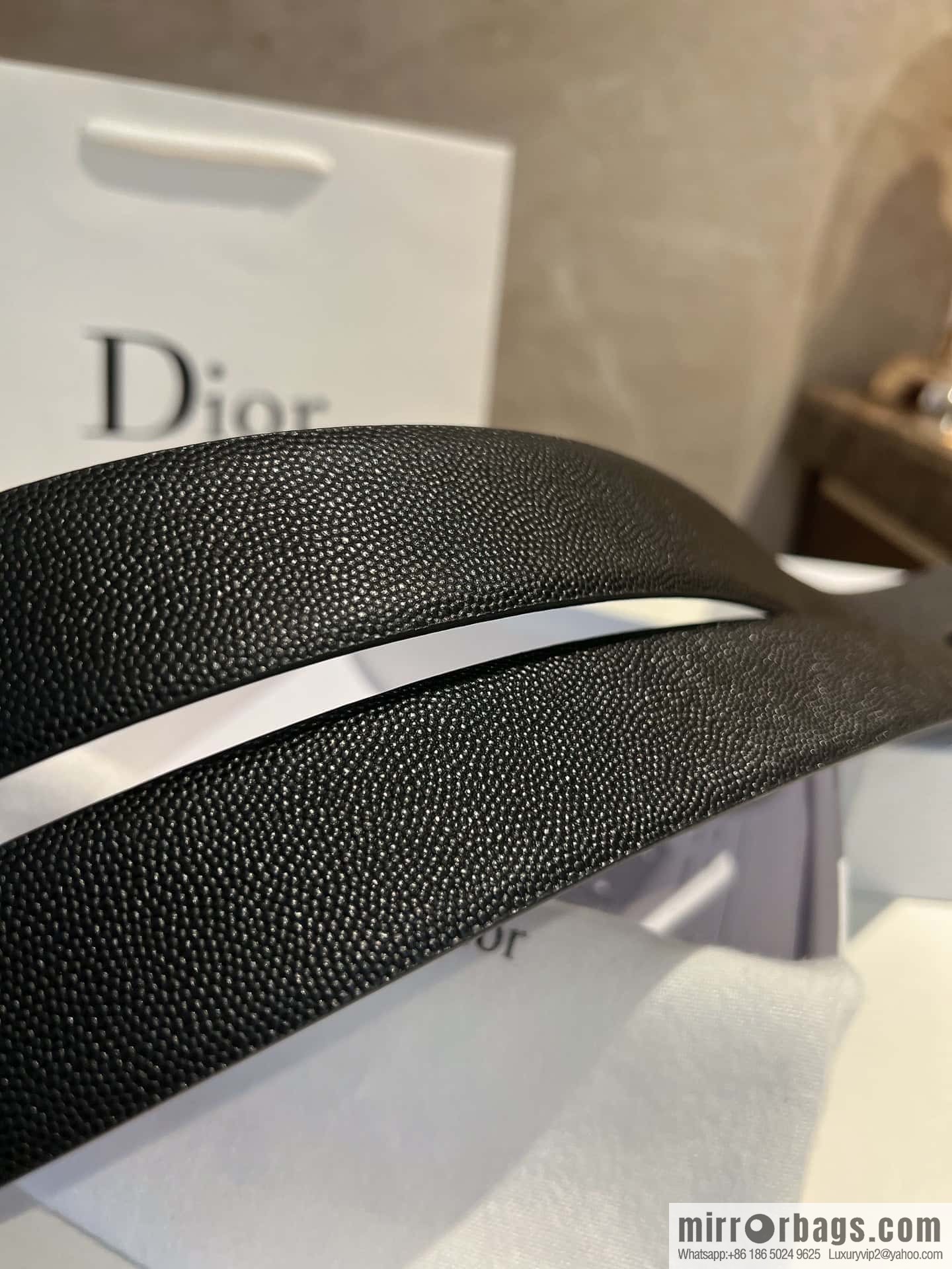 Dior, Classic Metal CD Buckle, Pearl Textured Cowhide Belt 3.5cm
