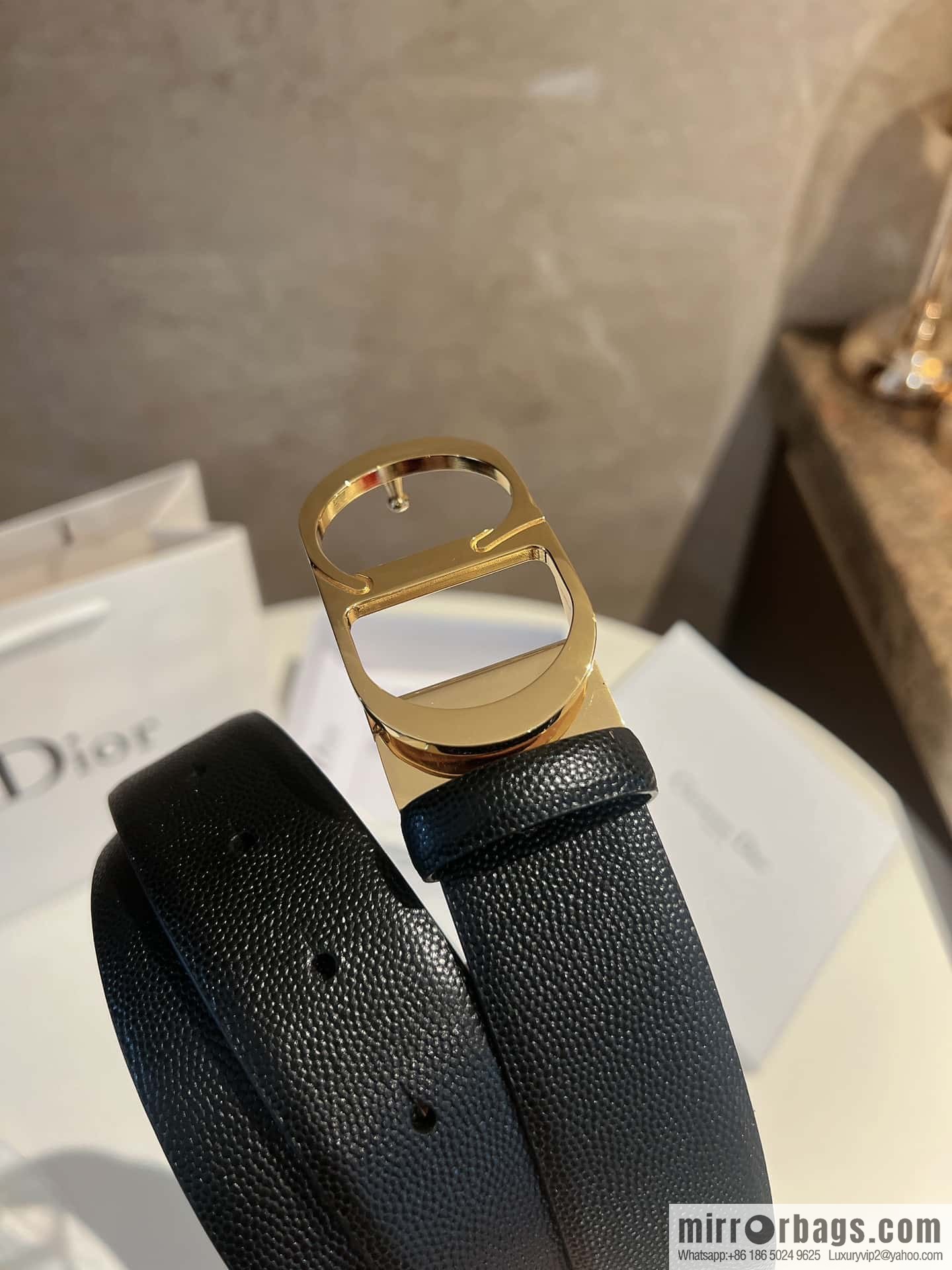 Dior, Classic Metal CD Buckle, Pearl Textured Cowhide Belt 3.5cm
