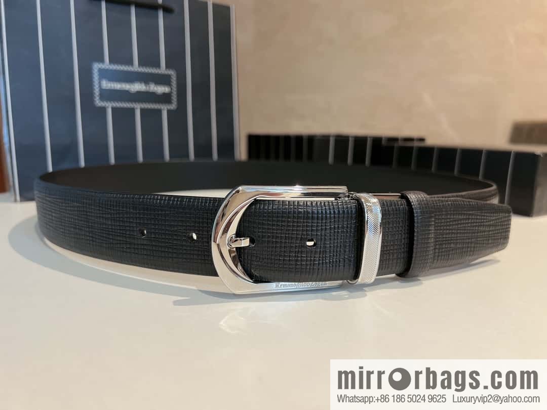 Ermengildo. Zein Italian Zegna Men's Imported Cowhide Cross Textured Belt