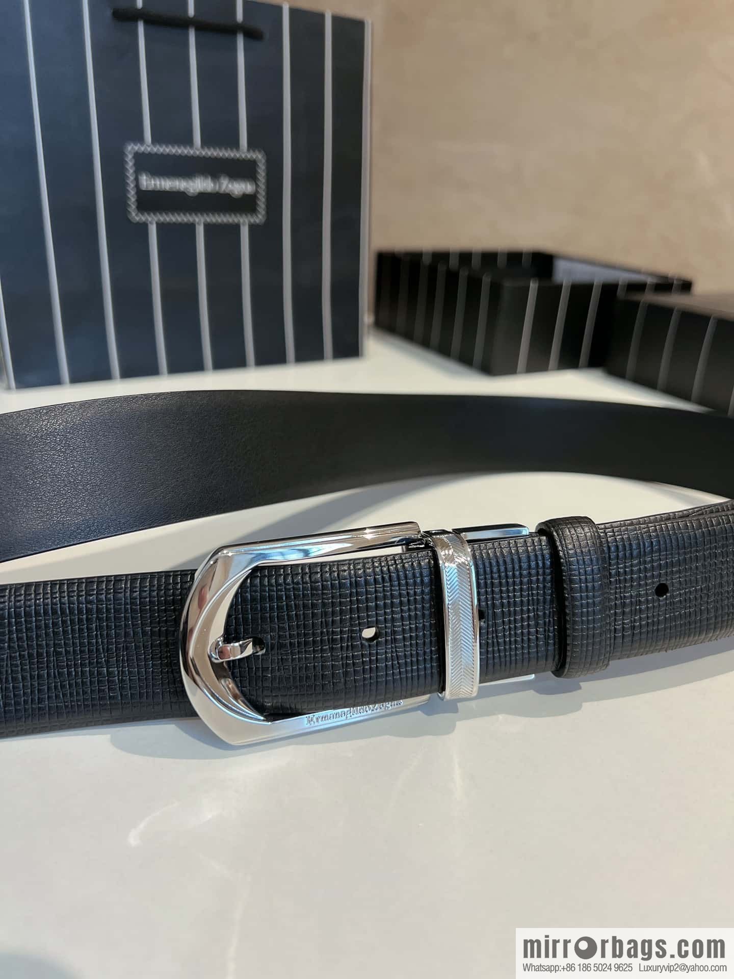 Ermengildo. Zein Italian Zegna Men's Imported Cowhide Cross Textured Belt