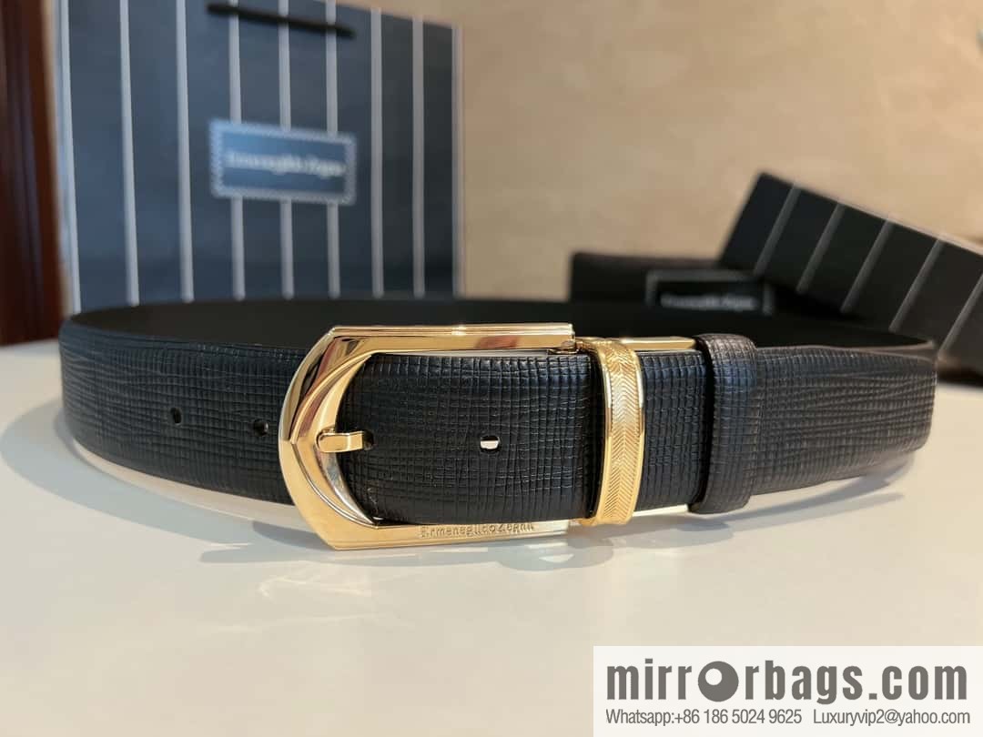 Ermengildo. Zein Italian Zegna Men's Imported Cowhide Cross Textured Belt