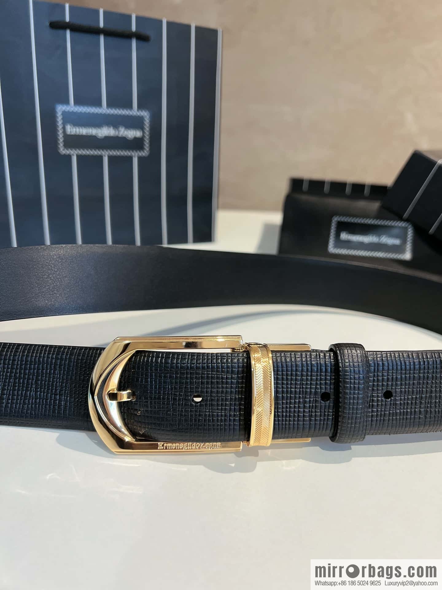 Ermengildo. Zein Italian Zegna Men's Imported Cowhide Cross Textured Belt