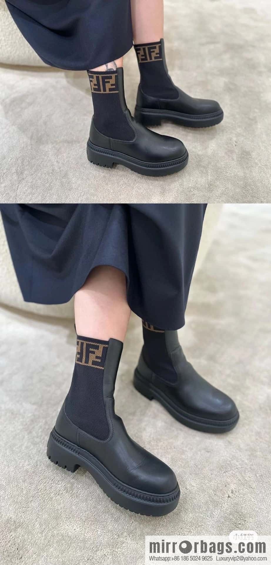 FENDI Fendi Knitted stretch, locomotive Martin socks boots