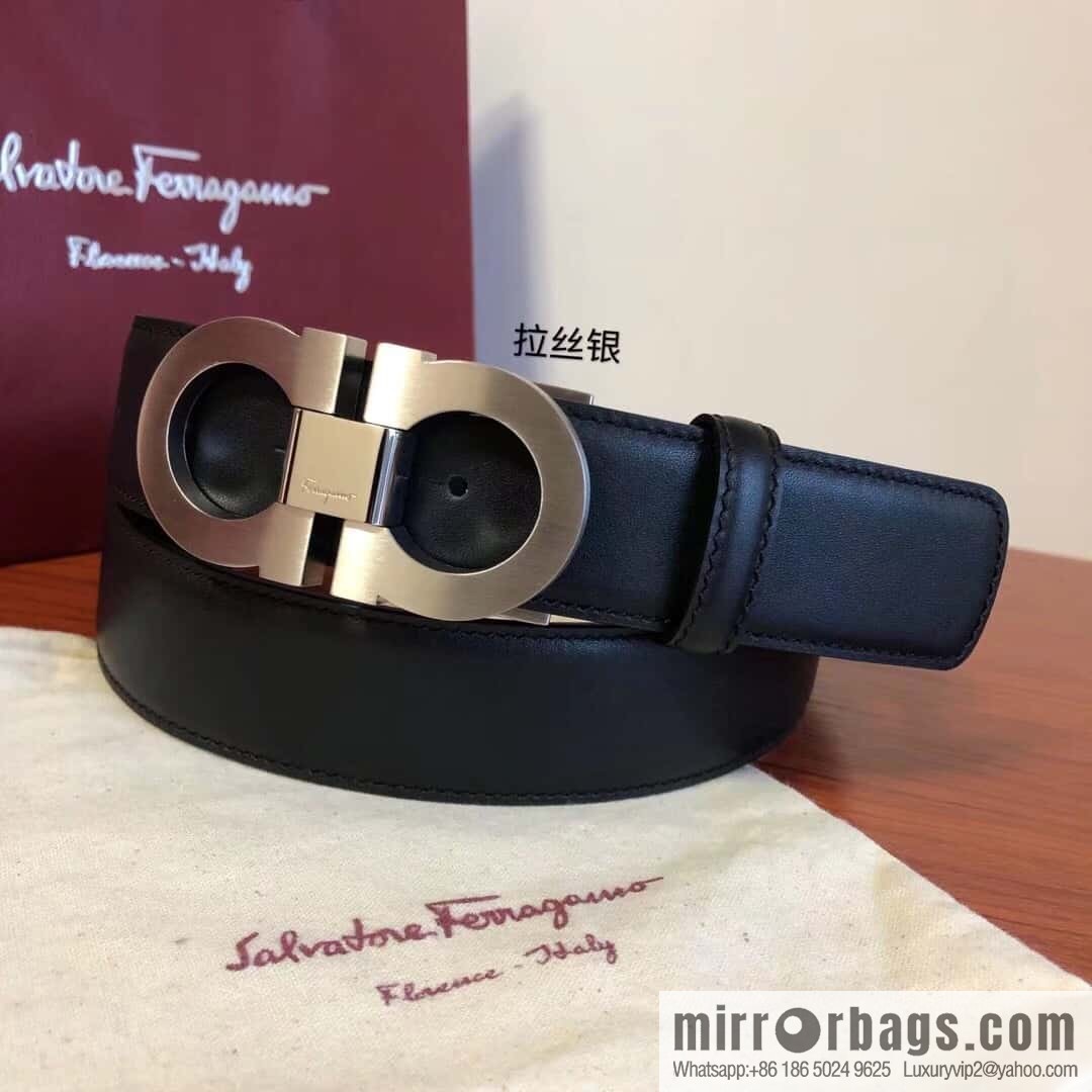 Ferragamo Ferragamo, Men's Cowhide Double Sided Available Belt 3.5cm
