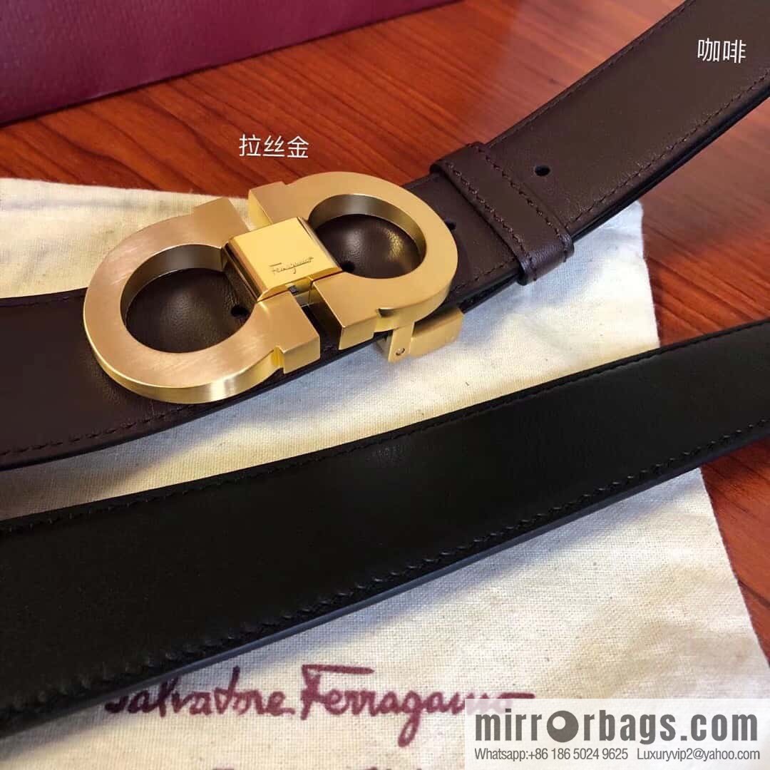 Ferragamo Ferragamo, Men's Cowhide Double Sided Available Belt 3.5cm