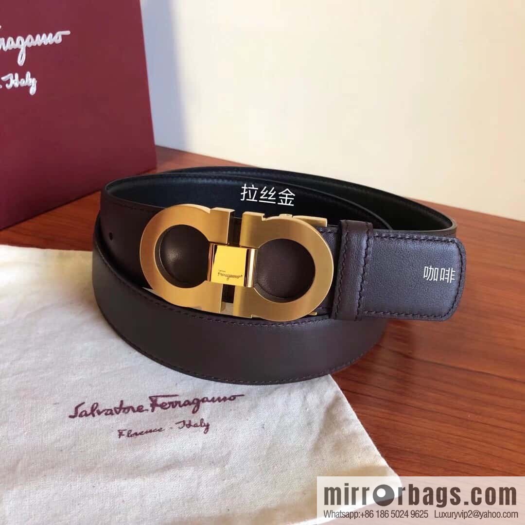 Ferragamo Ferragamo, Men's Cowhide Double Sided Available Belt 3.5cm